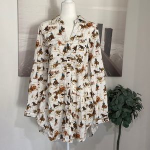 Tasha Polizzi Rodeo Pattern Peplum Shirt Dress